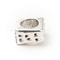 Tibetan Style Alloy European Beads, Large Hole Beads, Square, Antique Silver, 9x5x7.5mm, Hole: 5.3mm, about 427pcs/500g(PALLOY-P293-101AS)