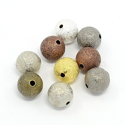 Round Brass Textured Beads, Mixed Color, 8mm, Hole: 2mm(EC225-M-NF)