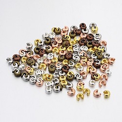 Mixed Style Iron Crimp Beads Covers, Cadmium Free & Nickel Free & Lead Free, Mixed Color, 4mm In Diameter, Hole: 1.5~1.8mm(IFIN-X0031-NR)
