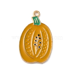 Thanksgiving Day Golden Tone Alloy Enamel Pendants, Pumpkin, 29x18x1.5mm, Hole: 1.8mm(X-ENAM-M002-02N-G)