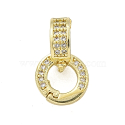 Rack Plating Round Ring Brass Micro Pave Clear Cubic Zirconia Twister Clasps, Long-Lasting Plated, Lead Free & Cadmium Free, Golden, 20x12x2mm, Hole: 6x5.5mm(KK-F876-07G-02)