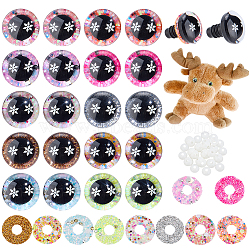 60Sets 10 Colors Plastic Doll Craft Eyes, Safety Eye, with Silcone Spacer and Eyelid, Half Round, Mixed Color, 21x18mm, 6sets/color(DIY-PH0030-50)