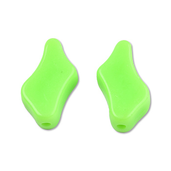 Opaque Acrylic Beads, Nuggets, Lime, 21x13x7mm, Hole: 1.6~1.8mm, about 450pcs/500g