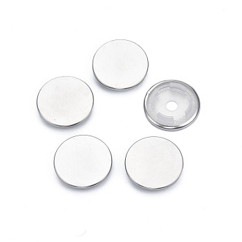 Iron Snap Button Findings, with Plastic, Snap Caps, Garment Buttons, Flat Round, Nickel Free & Lead Free, Platinum, 30x6.5mm, about 6pcs/set