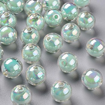 Transparent Acrylic Beads, Bead in Bead, AB Color, Round, Aquamarine, 11.5x11mm, Hole: 2mm, about 520pcs/500g