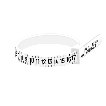 Plastic US Ring Sizer Measuring Tool, Finger Measuring Belt, White, 11.5cm