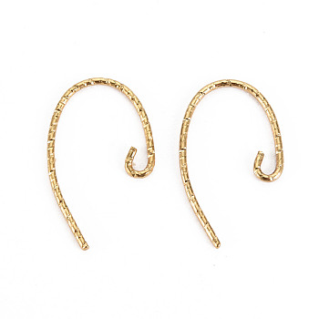 304 Stainless Steel Earring Hooks, with Horizontal Loop, Real 14K Gold Plated, 22x13x1mm, Hole: 1.5mm, 18 Gauge, Pin: 1mm