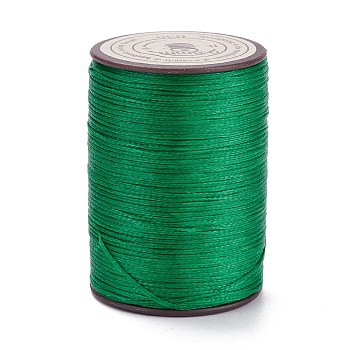 Flat Waxed Polyester Thread String, Micro Macrame Cord, for Leather Sewing Stitching, Green, 0.8~0.9x0.3mm, about 109.36 Yards(100m)/Roll