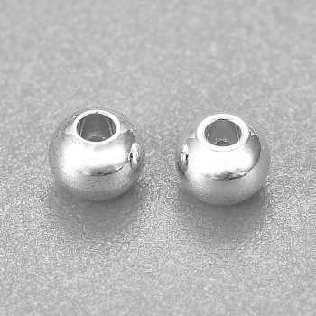 304 Stainless Steel Beads, Round, Silver, 3x2mm, Hole: 1.2mm