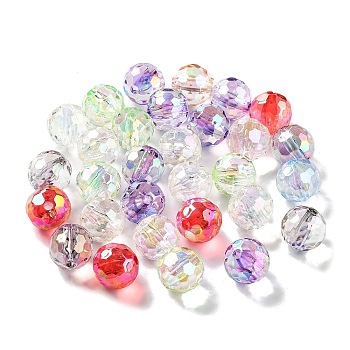 Transparent Acrylic Beads, Faceted, Round, Mixed Color, 14.5mm, Hole: 2.8mm