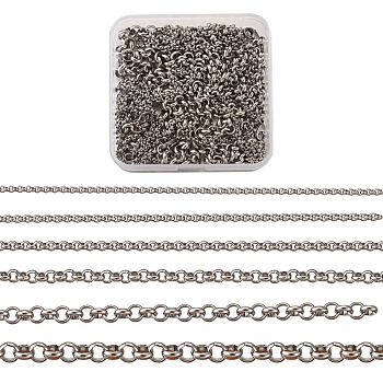 Steel Rolo Chain for Necklace, with Lobster Claw Clasps, Stainless Steel Color, 6x2mm, 19.9 inch(50.5cm), 6strands/box
