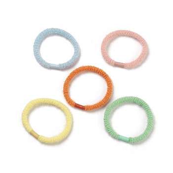 Nylon Elastic Hair Ties, Ponytail Holder, with Plastic Beads, Girls Hair Accessories, Mixed Color, 5~6mm, Inner Diameter: 42.5mm