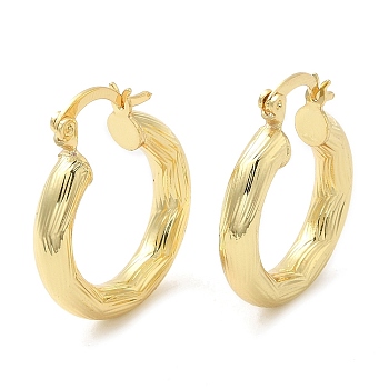 Rack Plating Brass Hoop Earrings, Long-Lasting Plated, Cadmium Free & Lead Free, Real 18K Gold Plated, 26x22x4mm