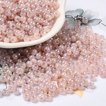 Glass Seed Beads, Ceylon, Round Hole, Round, Misty Rose, 4x3mm, Hole: 1.2mm, 7650pcs/pound