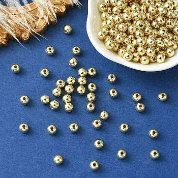 CCB Plastic Beads, for DIY Jewelry Making, Round, Golden, 6mm