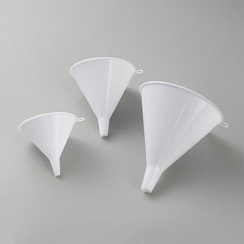 Plastic Funnel Hopper, for Water Bottle Liquid Transfer, White, 64~112x67~102mm, Inner Diameter: 4~10.5mm, 3pcs/set
