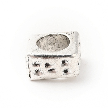 Tibetan Style Alloy European Beads, Large Hole Beads, Square, Antique Silver, 9x5x7.5mm, Hole: 5.3mm, about 427pcs/500g