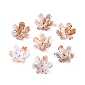 Two Tone Opaque Plastic Bead Caps, 6-Petal Flower, Peru, 20.5x18.5x7mm, Hole: 2.2mm, about 1040pcs/500g