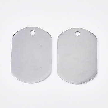 201 Stainless Steel Pendants, Rectangle, Blank Stamping Tag, Stainless Steel Color, 30x20x0.8mm, Hole: 2mm