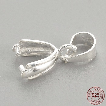 925 Sterling Silver Pendants, Ice Pick & Pinch Bails, with 925 Stamp, Silver, 13mm, Hole: 3mm, Pin: 0.8mm