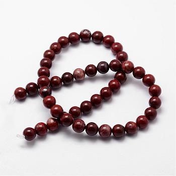 Natural Red Jasper Beads Strands, Round, 8mm, Hole: 1mm, about 48pcs/strand, 15.5 inch