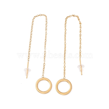 Longue chaîne avec boucles d'oreilles pendantes à anneau ouvert(EJEW-A067-10G)-2