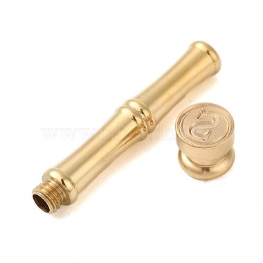 Golden Tone Brass Wax Seal Stamp Head with Bamboo Stick Shaped Handle(STAM-K001-05G-S)-2