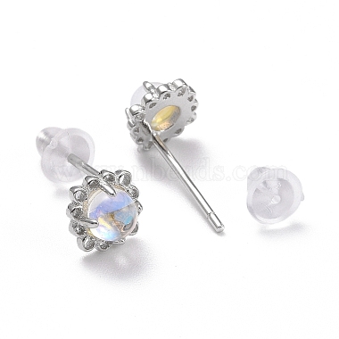 Anti-Tarnish Rhodium Plated 925 Sterling Silver Stud Earrings(EJEW-M202-02P)-2