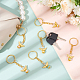 10Pcs 10 Color Tibetan Style Alloy Angeltee with ABS Plastic Imitation Pearl Beaded Charms Keychains(KEYC-PH01510)-5