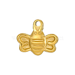 304 Stainless Steel Pendants, Bees Charms, Ion Plating(IP), Real 18K Gold Plated, 11x11mm(STAS-OY002-64G)