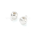 Brass Crimp Beads, Round, Long-Lasting Plated, Lead Free & Cadmium Free, Rack Plating, 925 Sterling Silver Plated, 4.5x3.4x3mm, Hole: 0.8mm(KK-H532-27S-02)