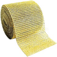 Plastic Mesh Rhinestone Trimming, Rhinestone Cup Chains, Gold, 120mm, about 10yards/roll(DIY-CJ0015-03)