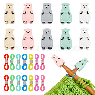 Polar Bear Silicone Knitting Needle Stoppers, Knitting Needle Point Protectors, for Knitting Needles Crocheting Projects, Mixed Color, Eyeglass Holders: 21x4.5mm, 56pcs; Silicone Beads: 28x15.5x8.5mm, Hole: 4mm, 10pcs(SIL-NB0001-25)