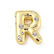 Brass Micro Pave Clear Cubic Zirconia Pendants, Long-Lasting Plated, Cadmium Free & Lead Free, Real 18K Gold Plated, Letter A~Z, Letter R, 18~19x11~21x5mm, Hole: 2.8~3x1.8~2mm(KK-E093-04G-R)