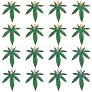 SUPERFINDINGS 16Pcs 2 Colors Alloy Enamel Pendants, Pot Leaf/Hemp Leaf Shape, Green, Antique Silver & Antique Golden, 39x33.5x2.5mm, Hole: 1.8mm, 8pcs/color(FIND-FH0007-51)