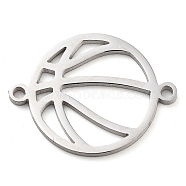 304 Stainless Steel Hollow Sport Ball Connector Charms, Basketball Outline Links, Stainless Steel Color, 14x18.5x1mm, Hole: 1.2mm(STAS-M076-11P)