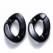 Opaque Acrylic Linking Rings, Quick Link Connectors, for Curb Chains Making, Twist, Black, 23x17x4.5mm, Inner Diameter: 13.5x7mm(OACR-S036-001A-G02)