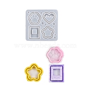 DIY PawPrint & Heart & Star & Rectangle Shaped Pendant Food-grade Silicone Molds, Quicksand Molds, Resin Casting Molds, For UV Resin, Epoxy Resin Craft Making, White, 140x142x10mm, Hole: 1.5mm, Inner Diameter: 7~60x3~60mm(SIMO-D001-05)