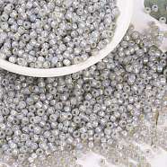 MIYUKI Round Rocailles Beads, Japanese Seed Beads, (RR2355) Silverlined Light Smoke Opal, 8/0, 3mm, Hole: 1mm, about 422~455pcs/bottle, 10g/bottle(SEED-JP0009-RR2355)