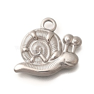 304 Stainless Steel Pendants, Snail Charms, Anti-Tarnish, Stainless Steel Color, 16.5x16.5x2.5mm, Hole: 2mm(STAS-P381-08P)