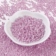 MGB Matsuno Glass Beads, Japanese Seed Beads, 8/0 Ceylon Seed Beads, Glass Round Hole Seed Beads, Hot Pink, 3x2mm, Hole: 1mm, about 14000pcs/bag, 450g/bag(SEED-Q033-3.0mm-381)