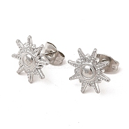 304 Stainless Steel Sun Stud Earrings for Women, Stainless Steel Color, 12.5mm, Pin: 0.8mm(EJEW-I281-04P)