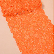 Stretch Elastic Lace Trim, Floral Pattern Lace Ribbon, for Sewing, Dress Decoration and Gift Wrapping, Orange, 16cm(X-OCOR-TAC0006-02O)