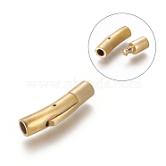 304 Stainless Steel Bayonet Clasps, Column, Matte Gold Color, 28~30x7x6mm, Hole: 4mm(STAS-I013-4mm-MG)