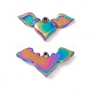 Ion Plating(IP) 304 Stainless Steel Pendants, Heart Wing Charms, Rainbow Color, 15x27.5x4mm, Hole: 1.2mm(STAS-G278-24M)