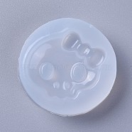 Food Grade Silicone Statue Molds, Fondant Molds, For DIY Cake Decoration, Chocolate, Candy, Portrait Sculpture UV Resin & Epoxy Resin Jewelry Making, Skull, White, 49x13mm, Inner Diameter: 36x37mm(X-DIY-L026-036)