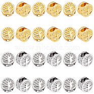 PandaHall Elite 40Pcs 2 Colors Alloy Spacer Beads, 
Long-Lasting Plated, Flat Round with Tree of Life Pattern, Platinum & Golden, 8x5.5mm, Hole: 3mm, 20pcs/color(FIND-PH0005-95)