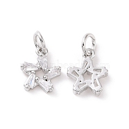 Star Brass Micro Pave Clear Cubic Zirconia Charms, with Jump Rings, Cadmium Free & Nickel Free & Lead Free, Platinum, 10.5x8.5x2mm, Hole: 3mm(KK-G435-43P)