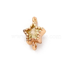 Brass Cubic Zirconia Star Connector Charms, Real 18K Gold Plated, Yellow, 10.5x6x3.5mm, Hole: 0.9mm(KK-Z084-11G-05)