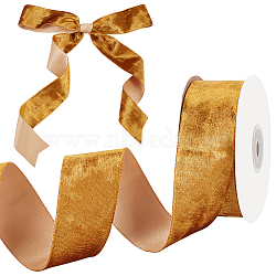 10 Yards Single Face Velvet Ribbon, for Party Decoration, Bowknot Making, Goldenrod, 1-1/2 inch(38mm)(OCOR-WH0085-33A-01)